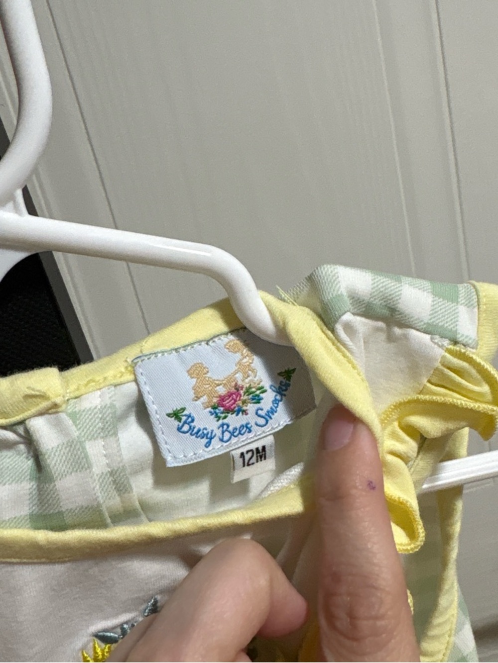 Girls' Yellow & Green Gingham Ruffle Dress with Pumpkin Embroidery - Picture 2 of 4